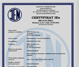 Certyfikat Instytutu Energetyki